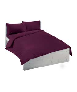 Non Iron Percale Double Duvet Set - Blackcurrant