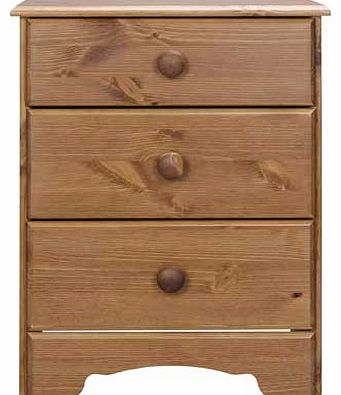 Unbranded Nordic 3 Drawer Bedside Chest - Pine