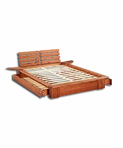 Nordic Pine Double Bedstead/Split Pine Headboard/2 Drawers