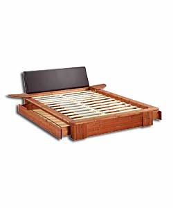 Nordic Pine King Bed Size/Leather Effect Headboard/2 Drw