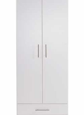 Unbranded Normandy 2 Door 1 Drawer Wardrobe - White