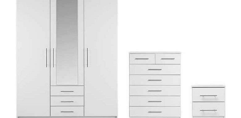 Unbranded Normandy 3 Piece 3 Door Wardrobe Package - White