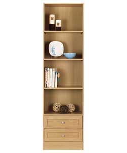 Oak Basic 2 Drawer Bookcase