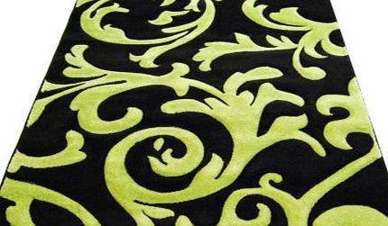 Unbranded Oakland Damask Black and Green Rug - 120 x 170cm