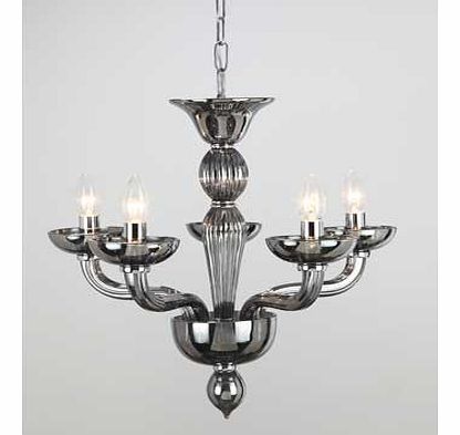 Unbranded Oasis Smoke Glass 5 Light Chandelier - Chrome