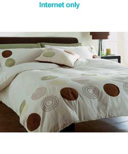 Unbranded Oberon Duvet Set Cream/Chocolate - King Size