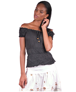 Off-Shoulder Gypsy Top Black S/M