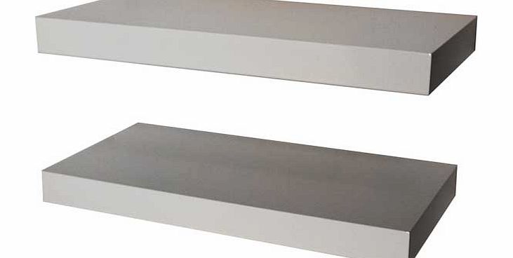 Unbranded Pair of 40cm Floating Shelves - White Gloss