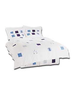 Patchwork Collection Double Valance Sheet - Blue.