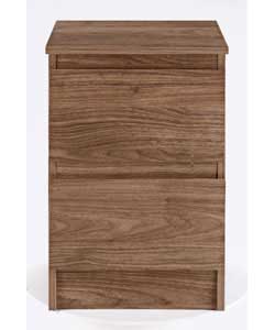 Unbranded Pello 2 Drawer Bedside Chest - Walnut Finish