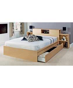 Unbranded Pello Oak Double Bed - Sprung Mattress