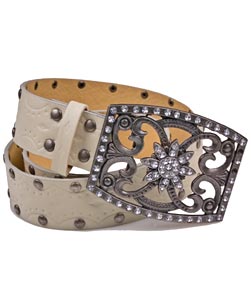 Petalled Buckle Belt Cream