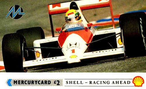 A phone card featuring an image of Ayrton Senna dr