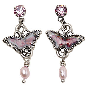 Sparkly pink nickel-free metal, glass and plastic