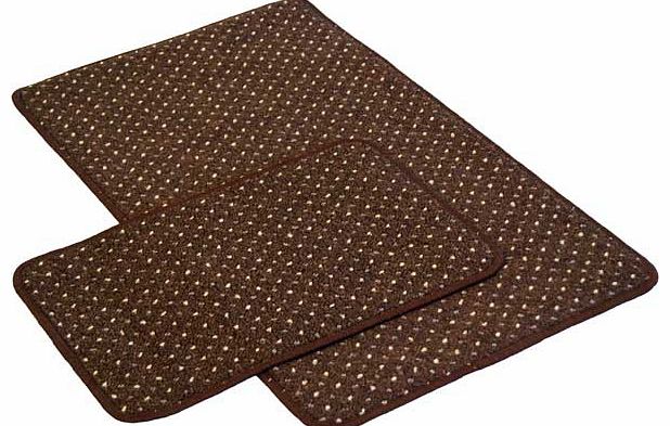 Pindot design runner. with free co-ordinating doormat. perfect for all utility and high traffic areas of the home. Woven in a Nylon loop pile. featuring a slip resistant gel backing. Suitable for machine washing. 100% polypropylene. Non-slip backing.