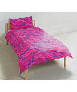 Unbranded Pink Camouflage Single Duvet Set