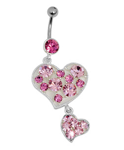 Pink Hearts Navel Bar