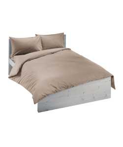 Plain Dyed Double Duvet Cover Set - Mocha