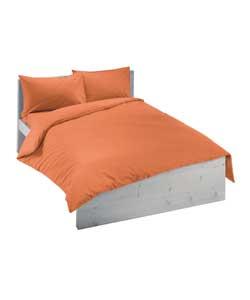 Plain Dyed Double Duvet Cover Set - Burnt Orange