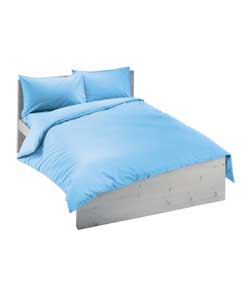 Plain Dyed Double Duvet Cover Set - Cashmere Blue