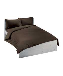 Plain Dyed Double Duvet Cover Set - Chocolate