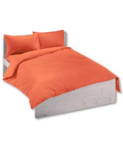 Plain Dyed Double Duvet Cover Set - Terracotta