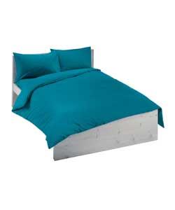 Plain Dyed Double Duvet Cover Set - Turquoise