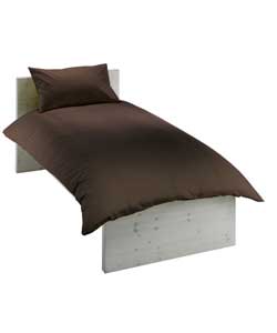 Plain Dyed Single Duvet Cover Set - Chocolate