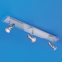 Plato 3 Light Rectangular Plate Halogen Spotlight Glass