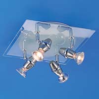 Plato 4 Light Square Plate Halogen Spotlight Glass