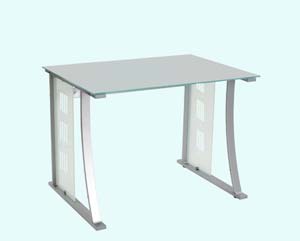 Power-line glass top desk