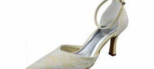 Unbranded PU Lace Kitten Heel Closed Toe Pumps Womens