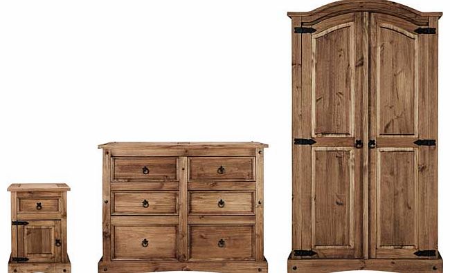 Unbranded Puerto Rico 3 Piece 2 Door Wardrobe Package - Dark