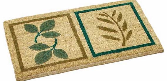 PVC Backed Coir Doormat - Leaves