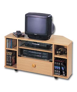 Quatro Corner TV/Video Unit - Beech Effect