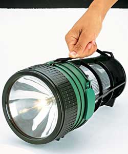 Spotlight with powerful Krypton bulb. U shape fluorescent tube. Blinking light. Weatherproof