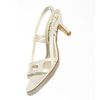 Wider fitting dressy rectangle trim sandals in ever-wearable navy or ivory with a buckled slingback 