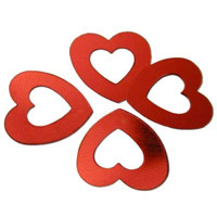 red hollow heart metallic confetti