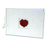 red rosebud heart guest book