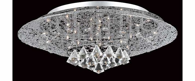 Unbranded Regina Crystal 21 Light Flush Fitting - Chrome