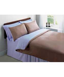 Reversible Double Duvet Cover Set - Mocha/Blue