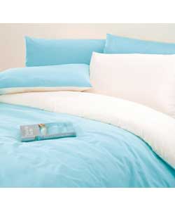 Reversible Plain Dye King Size Duvet Set - Aqua