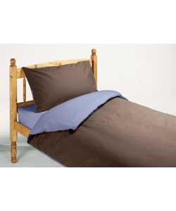 Reversible Single Duvet Cover Set - Mocha/Blue