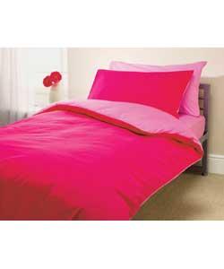 Reversible Single Duvet Cover Set - Pink/Fuschia