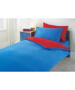 Reversible Single Duvet Cover Set - Red/Blue