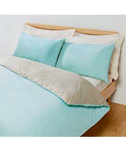 Reversible Single Duvet Set - Linen and Duck Egg