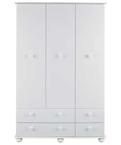 Unbranded Rochester 3 Door 4 Drawer Wardrobe - White