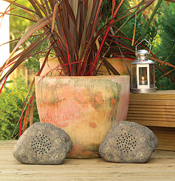 Dimensions: w 22cm x h 17cm x d 15cmFully waterproof outdoor speakers that look like rocks making