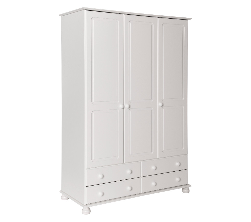 Unbranded room4 Copenhagen white 3 Door 4 Drawer Wardrobe