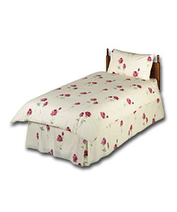 Roses Single Duvet Cover Set - Red